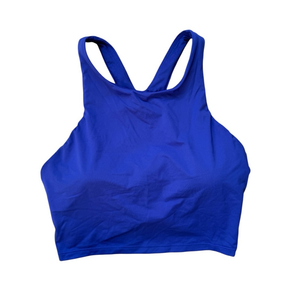 Athleta Swim Conscious Crop Vibrant Blue High Neck Modest Bikini Top Size Medium - Picture 2 of 6